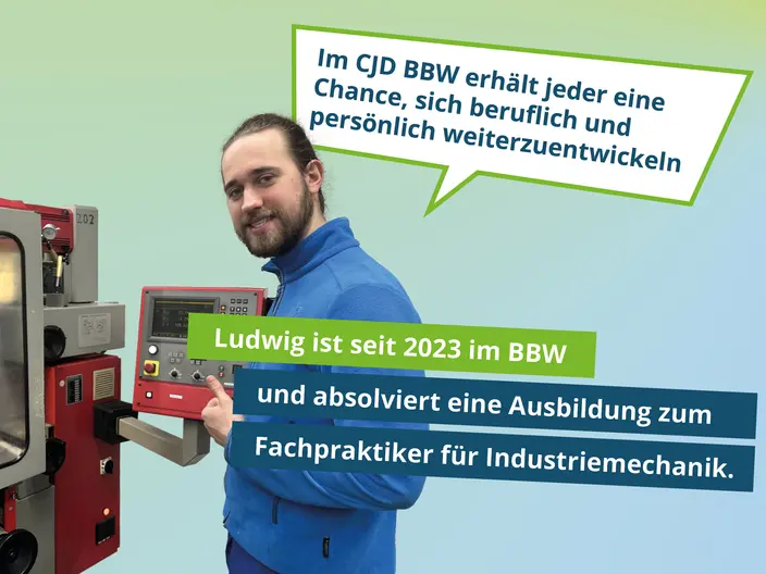 Ludwid beim Arbeiten an einer Maschine